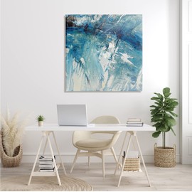 Stupell Industries Abstract Blue Paint Chaos Bold Rigid Movement, Designed by Sarah Stockstill Canvas Wall Art, 36 x 36