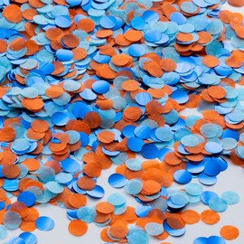 Tissue Confetti Circle Dots for Table Decoration Wedding Toss Birthday Casino Graduation Party, 1cm in Diameter (royal blue,orange,60 grams)