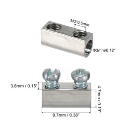PATIKIL 3 mm Hole Wire Rope Clips Set of 10 Steel Single Holes Lock Cable Clips Clip with M3 x 0.5 Screws Tensioner for Cable Craft Fittings Silver