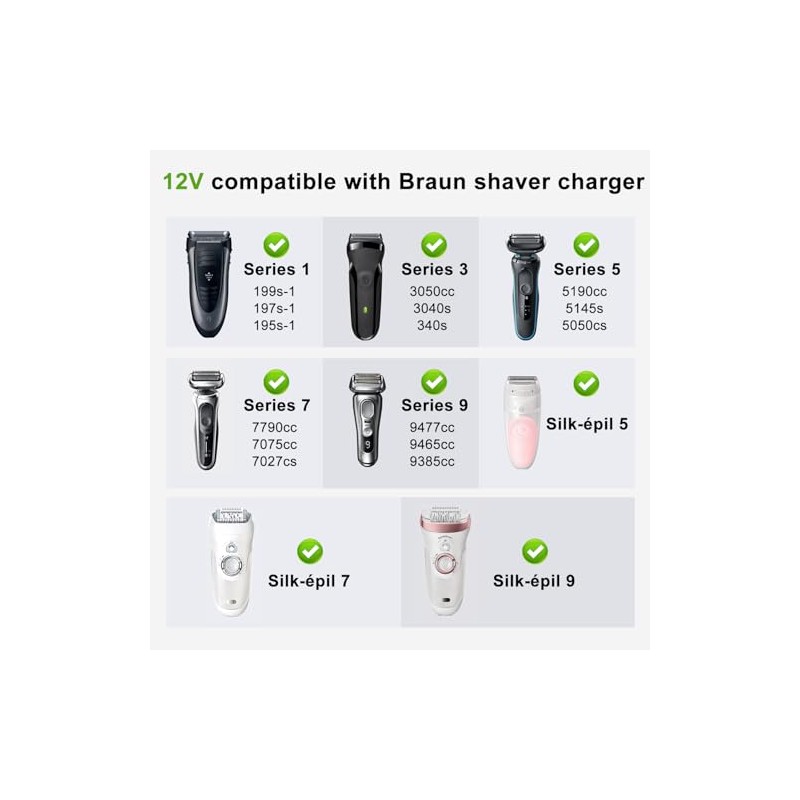 Newding 12V Shaver Charger Compatible with Braun Series 9 7