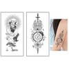 2 Sheets Temporary Lion Tattoo Wolf Tattoo Compass Tattoo Eagle