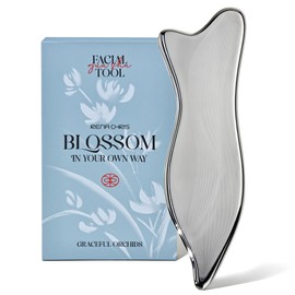 Rena Chris Stainless Steel Gua Sha Facial Tools - Acupressure & Gua Sha for Face Massage, Jawline Sculpting, Puffiness Reduction. Includes Carry Pouch and Cleaning Cloth - Skin Care Gift