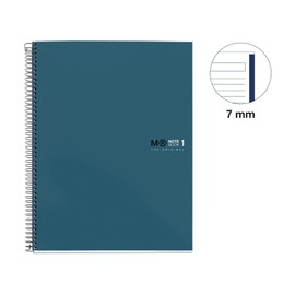 Miquelrius - Notebook A5 (148 x 210 mm), Notebook The Original Colours, 80 Sheets 90 g/m² and 1 Colour Strip, Horizontal Line 7 mm, 2-Hole Punch, Hardcover, Ocean Colour