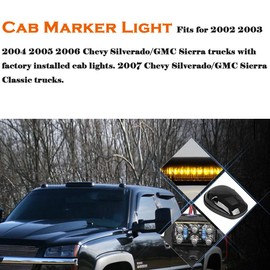 NPAUTO 3pcs Smoked Cab Marker Lights Amber 30 LED Roof Top Running Lights w/Wiring Pack Replacement for 2002-2007 Chevy Silverado GMC Sierra 1500 1500HD 2500 2500HD 3500 Truck