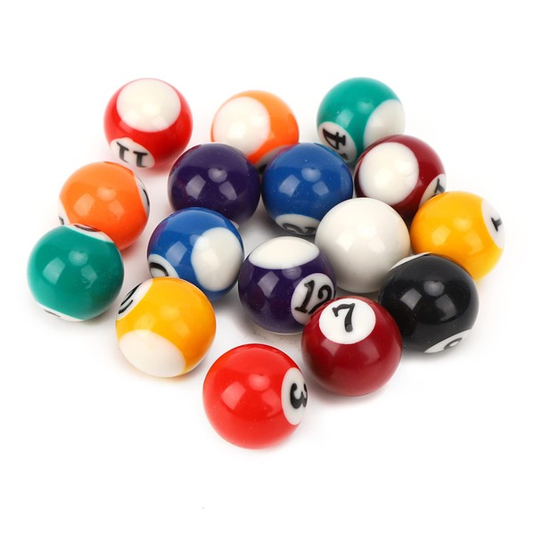 Haosie 16PCS Mini Billiard Balls Set, 2.5cm/0.98inch Mini Pool Ball