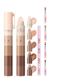 Eyeshadow Stick,5 Color Cream Eyeshadow Pencil Metallic Eye Shadow Stick Pen Shimmer Cream with 4-in-1 Brush for Women's Face and Eyes Makeup