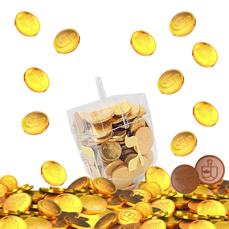 The Dreidel Company 6-Pack Dreidel Filled with Hanukkah Chocolate Gelt