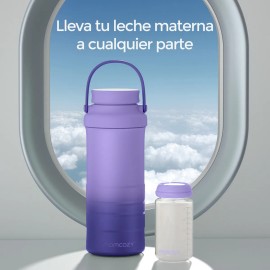Momcozy Mochila Enfriadora Portátil para Leche Materna - Conserva Frío 360° por 24 Horas, Incluye 2 Biberones, Capacidad 650ml (22oz), Ideal para Viajes, Color Púrpura
