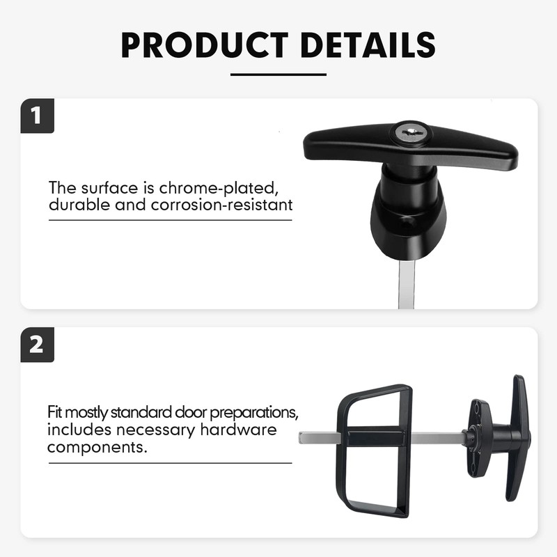 Shed Door Latch T-Handle Lock Kit with 5 Keys,BTEOBFY 5-1/2"