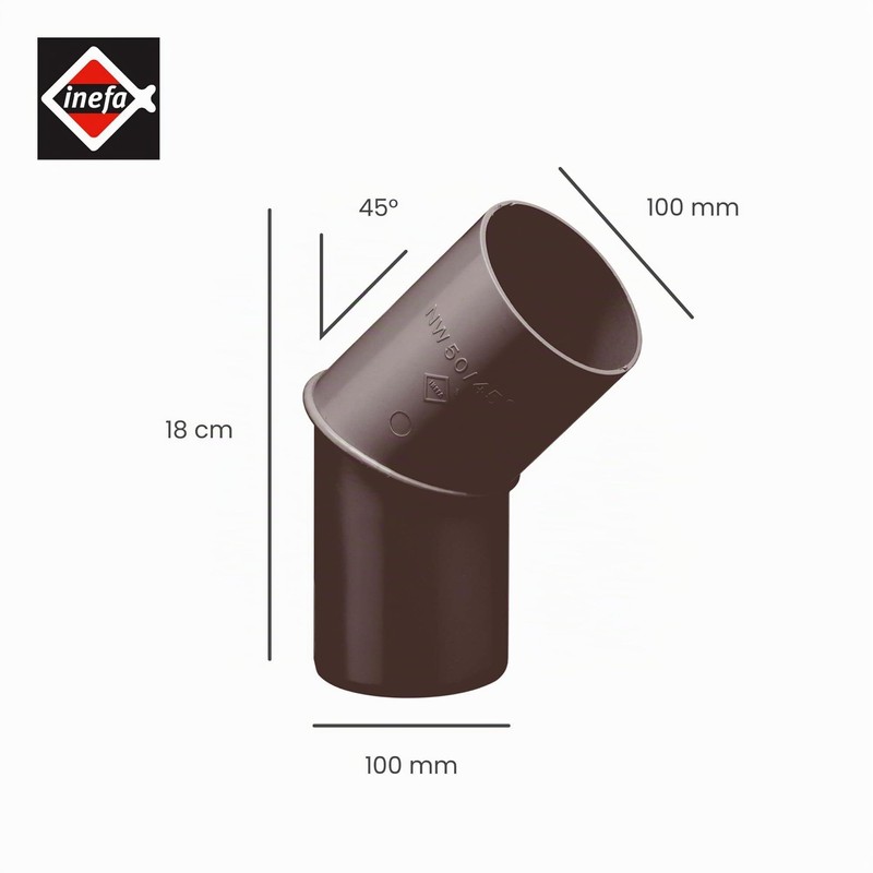 INEFA Rain Pipe Elbow 45 Degrees for Downpipe, PVC DN100