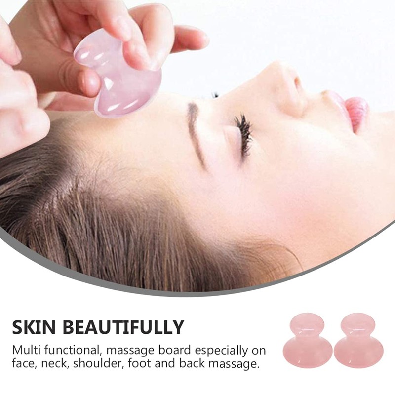 Uonlytech 2Pcs Tool Rose Quartz Mushroom Face Massager Health Jade