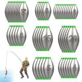 Pack of 50 Fishing Lead Fishing Lead Fishing Lead Fishing Accessories Set for Outdoor Sports Fishing 8 Sizes 2g/3g/4g/5g/8g/10g/15g/20g