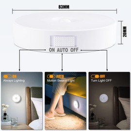 Electight Upgraded Motion Sensor Light, 8 LEDs, 3 Pack Rechargeable, 120 Detection, 3 Modes - Closet, Bedroom, Stair, Hallway Light - 6000K Cold White