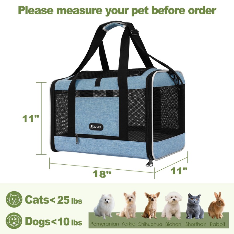 GAPZER Cat Carrier 18 x 11 x 11 Top Loading