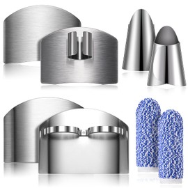 CHENGU 8 Pieces Finger Guard Set for Cutting Food Vegetables Stainless Steel Knife Cutting Protector Thumb Guard Protector to Avoid Hurting When Slicing and Chopping