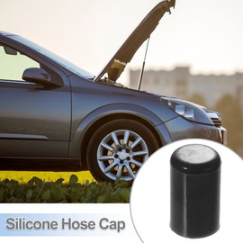 X AUTOHAUX 10 Pcs 12mm 0.47" Silicone Hose Cap Intake Vacuum Hose Tube End Plug for Car Black