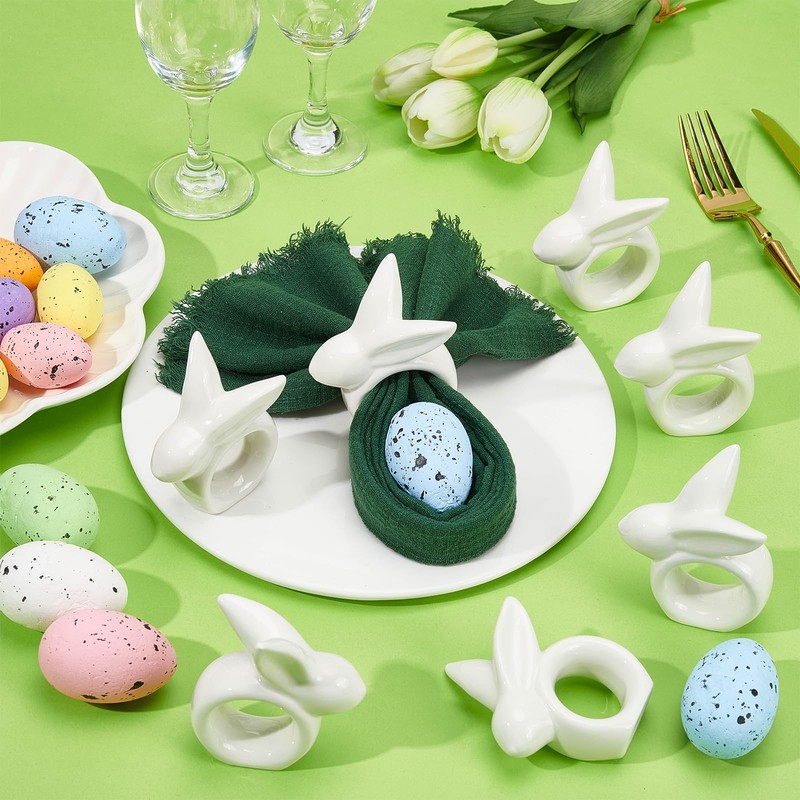 Peacoblue 8PCS Easter Rabbit Napkin Rings, Bunny Table Decor for