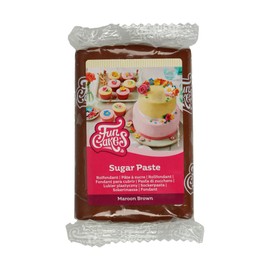 FunCakes Pasta di Zucchero Maroon Brown: facile da usare, liscia, flessibile, morbida e pieghevole, perfetta per decorare torte, halal, kosher e senza glutine. 250 gr