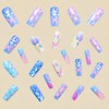Cute Blue Press on Nails Medium Length Fake Nails Colorful