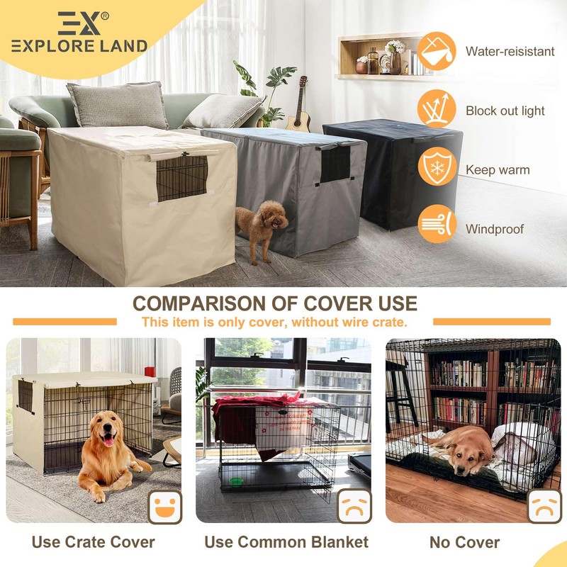 Explore Land 48 inches Dog Crate Cover Heavy Duty Polyester