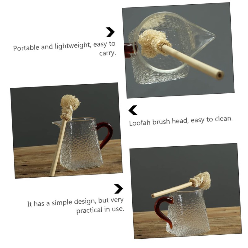 Baluue Handle Loofah Sponge Cleaning Brush for Pot Cup Compact