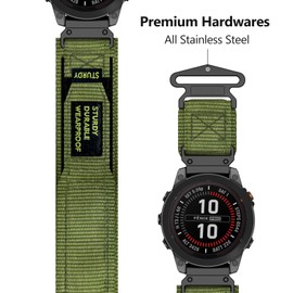 MYSNBKN 26 mm Quick Fit Nylon Strap for Garmin Fenix 8 51 mm/Fenix 7X Pro/Fenix 7X/Fenix 6X/Fenix 6X Pro/Fenix 5X/Fenix 5X Plus/Fenix 3/Fenix 3 HR, Stretch Nylon Velcro Replacement Strap
