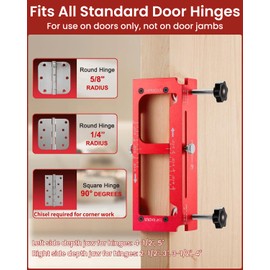 JoblikeBrez Door Hinge Jig, Aluminum Alloy Doors Hinges Router Jigs, Adjustable Door Jamb Hinge Jig, Fits Door Hinges from 2.5" to 5" Length and Thicknesses, Radius 1/4”, Radius 5/8” and Square Corner