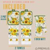 PREMIUS 5 Piece Sunflower Printed Kitchen Linen Set, 2 Cotton