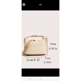 Unbranded Women Sholder Bag Woven Zipper Crossbody Bag Female Beach Travel Handbag