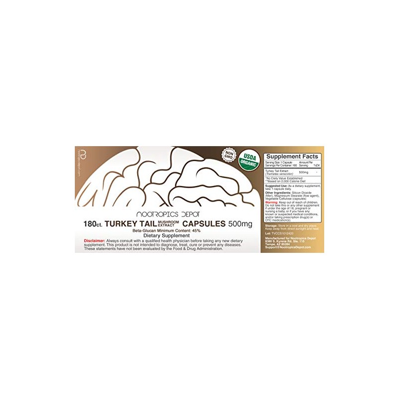 Turkey Tail Mushroom Capsules | 500mg | 180 Count |