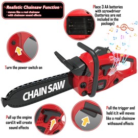 Kids Construction Tool Set for Toddler Boys Girls 3+ Ages,Red Preschool Pretend Play Tool,Toddler Toys with Electric Toy Chainsaw, Drill Toy,Toy Tools Birthday Christmas for Kids