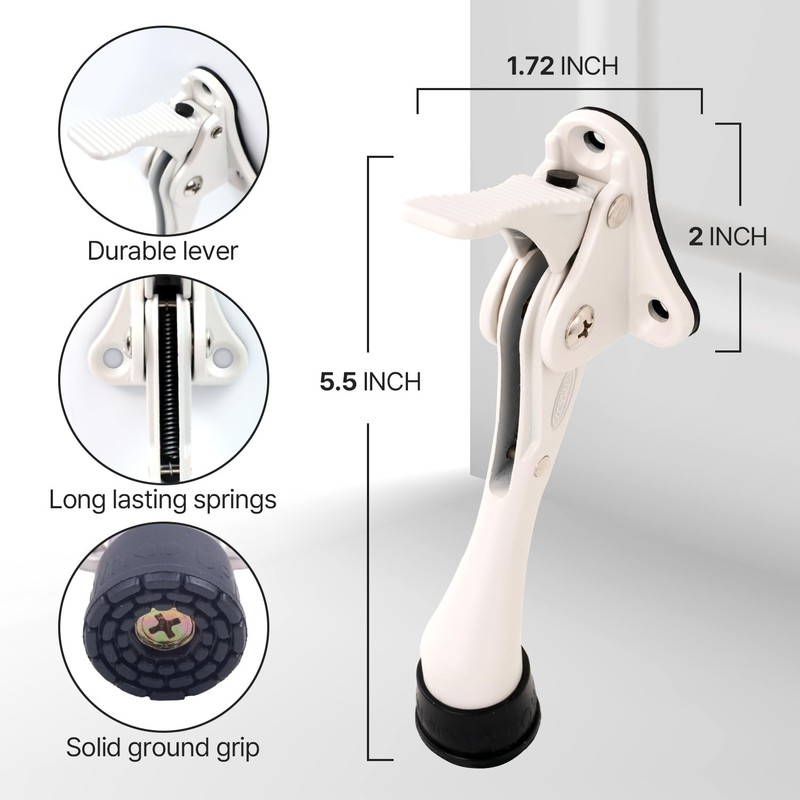 Kickdown One Touch Door Stopper 4 inch - Durable Heavy-Duty