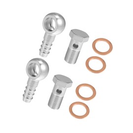 Motoforti 14mm ID 12mm OD M14x1.5 Banjo Bolt Hose Barb Fittings Universal Banjo Fitting Fuel Line with Screw Washer for Motorcycle Silver Tone - Pack of 8 Long-lasting