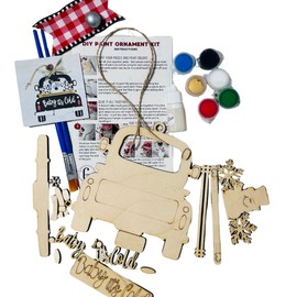 DIY Baby it's Cold snowman in vintage truck wood Christmas Holiday Ornament kit, easy to paint beginner to advanced, 3d layered tree ornaments, family fun activity, date night, (Baby it's Cold Truck)