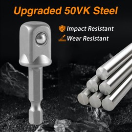 EVRBUL Upgraded 1/2 Inch Impact Grade Socket Adapter Set 3 Pcs Square Socket Adapter Drill Bits Impact Driver Power Bit Set for Powered/Cordless Drill Chuck