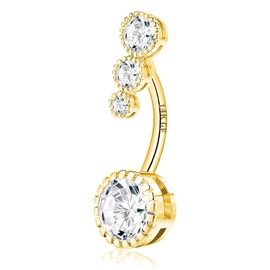 VERAMI 14G 925 Sterling Silver Belly Button Rings For Women 12mm Bar Navel Ring Round Cubic Zirconia Belly Rings Clear CZ Navel Rings Piercing, one size, 14K Gold Filled, cubic zirconia