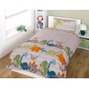 Dinosaurs Single Duvet Cover and Pillowcase Set - Natural