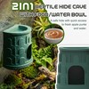 Fischuel Wall Mount Reptile Hide Cave with Food Bowl for