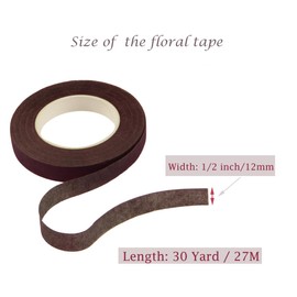 YUXIANG Floral Tape,1 Roll Flower Tape 1/2inch Wide 30yards Brown Tape for Bouquets Floral Arranging Stem Wrap Craft Projects Corsages (Brown)