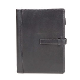 Lightex A5monolether01 Personal Organizer, Genuine Leather, Plant Tanning, A5 Size, 6 Hole Rings, Lightweight (Black)