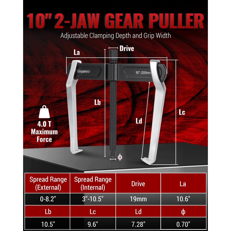 Reywoo 10 Inch 2-Jaw Gear Puller and Bearing Puller Adjustable