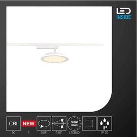 SLV 1 Phase System Light Panel Track / Spotlight, LED Spotlight, Ceiling Light, Rail System, Indoor Lighting / 3000 K 18 W 1800 lm White