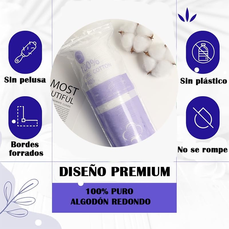 Lumbor37 Almohadillas de algodón, Almohadillas desmaquillantes Redondas de Algodón Orgánico,