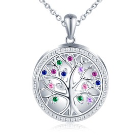 Yumilok Women's Necklace 925 Silver Pendant Tree of Life Necklace Mother and Daughter Family Tree Necklace Pendant Locket for Opening Pictures
