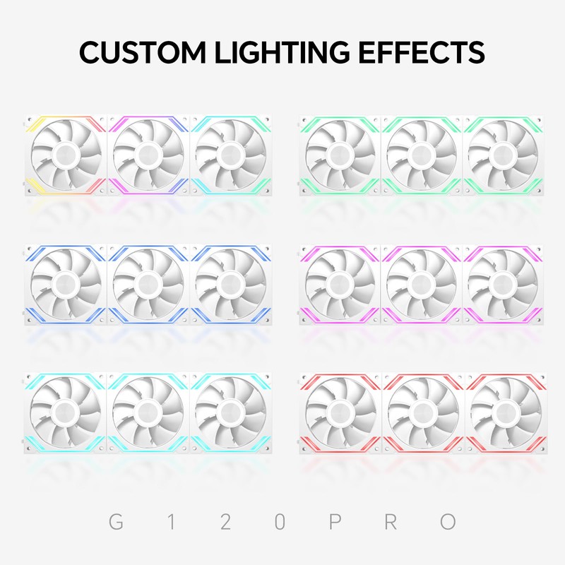 iHTP G120PRO ARGB-Gehäuselüfter, 120 mm, Daisy-Chain-Anschluss, bis zu 1850 U/min,