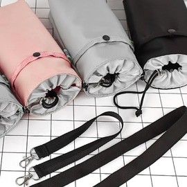 Umora Water Bottle Cover, Umbrella Holder, Small Items, Drawstring Bag, For Water Bottles, Commuting, Porket, With Button, Shoulder Strap, 2-Way, Adjustable Length, 3.9 x 9.1 inches (10 x 23 cm),
