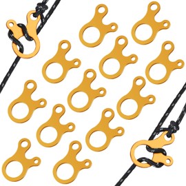 HOTUT Tent Wind Rope Buckle, Pack of 12 Aluminium Alloy Guyline Cord Adjuster, Rope Tensioner, Tent Tensioner, Tent Rope Plate, Tent Accessories for Outdoor Hiking Camping Picnic