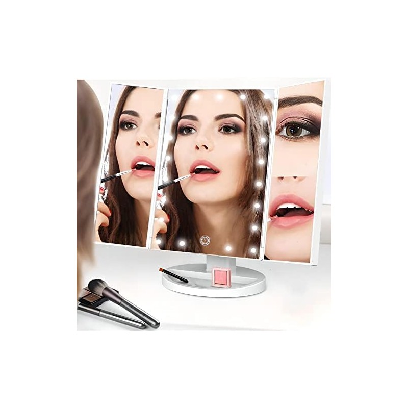 Retoo Espejo cosmético con iluminación LED plegable espejo de maquillaje