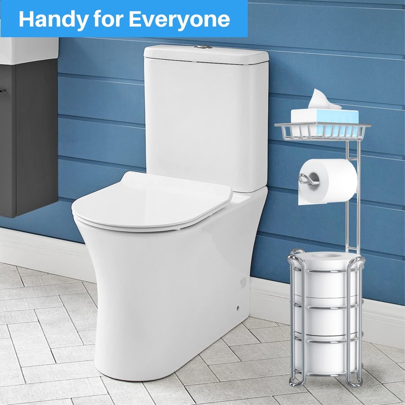 Toilet Paper Holder Stand with Shelf for Phone, Bathroom Free