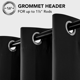 Deconovo Thermal Insulated Blackout Curtains Short, Grommet Room Darkening Curtain Panels for Windows 42x45 Inch Black 2 Panels